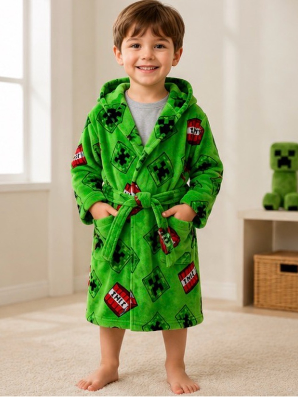 Official Minecraft Hooded Fleece Robe kid’s size 6/7